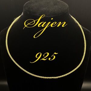 Sajen 925 Vermeil Twisted Cable Choker Necklace